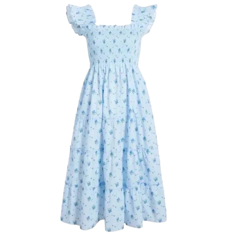 Hill House Light Blue Floral Maxi Dress